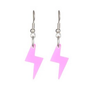 Tatty Devine Bolt Charm Earrings, Fluoro Pink