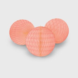 Honeycomb Ball 15cm Peach, Pack of 3