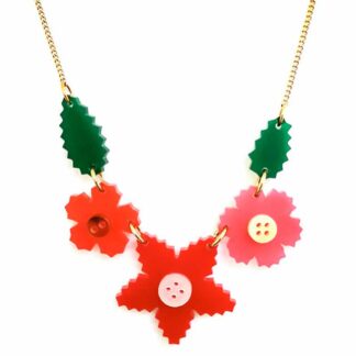 Tatty Devine Craft Flower Necklace Red
