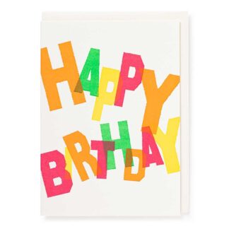 Happy Birthday Colours, Letterpress Card, QP558