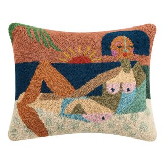 Nude Beach Hook Pillow by Justina Blakeney