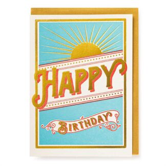 Letterpress Starburst Birthday card QP324