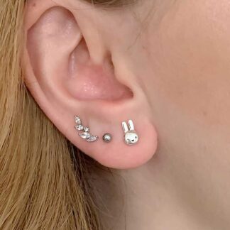Miffy Head Stud Earrings (Sterling Silver)
