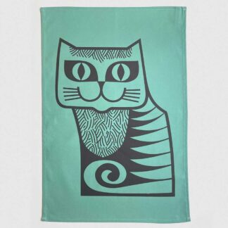 Hornsea Cat Tea Towel Teal
