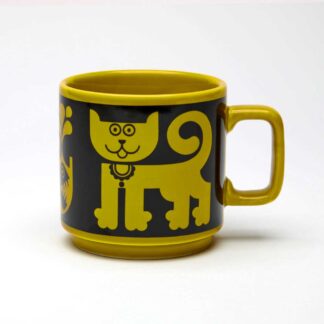 Hornsea Mug, Cat and Pirahna, Chartreuse