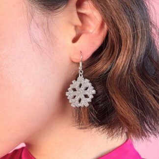 Tatty Devine Snowflake Silver Glitter Earrings