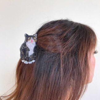 Solar Eclipse Tuxedo Cat Claw Hair Clip
