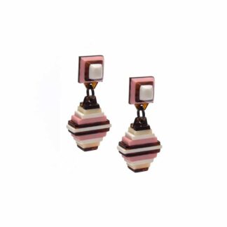 Finn Acrylic Drop Earrings Red And Pink Stripes