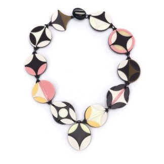 Finn Circa Acrylic Geometric Necklace Pink And Cream