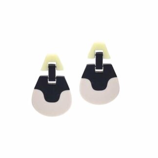 Finn Panorama Wave Acrylic Drop Earrings Black Cream