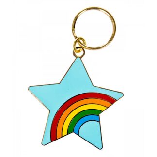 Acorn & will star rainbow enamel keyring