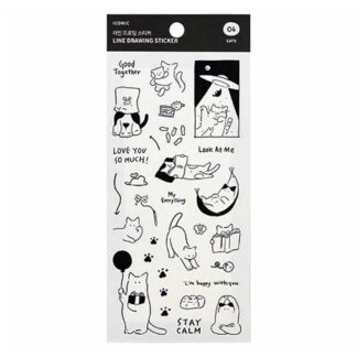 Iconic Line Drawing Cats Reusable Sticker
